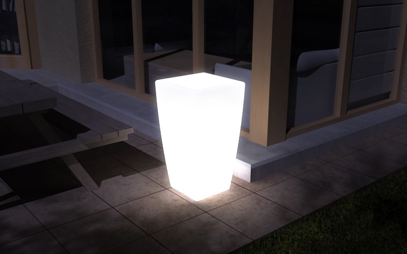 Кашпо с подсветкой - Кашпо «Flox» с подсветкой
Габариты, мм: 900x500x500
Характеристики: 
Материал изделия: полиэтилен
Цвет изделия: белый
Цвет подсветки: белый
Тип подсветки: GX53