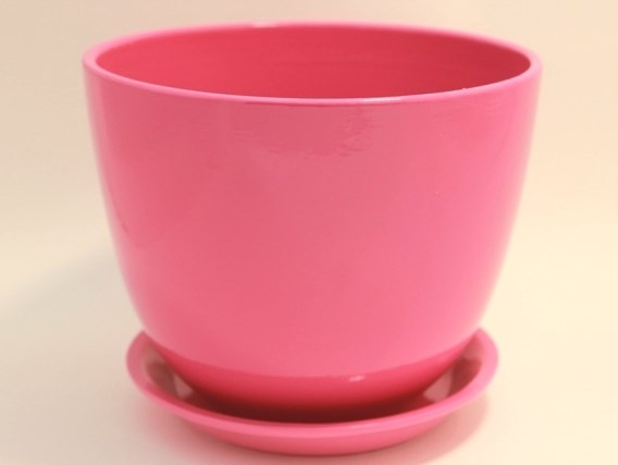 Горшок для цветов керамический - 504ГЛ-4 Горшок керамический/Милан Глянец розовый/самый малый D12H12см;1л