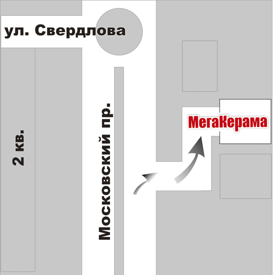 Тольятти, Московский проспект, МегаКерама N2. Схема проезда к магазину
