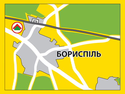 Борисполь, Горбатюка улица. Схема проезда к магазину